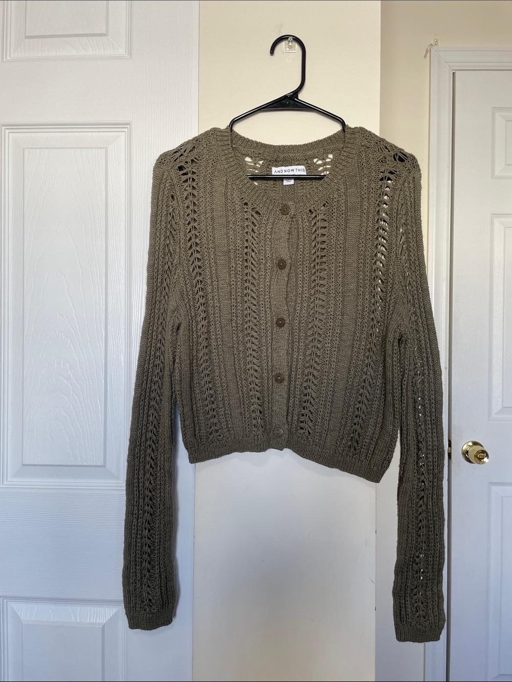 And Now This Olive Cable-Knit Button Cardigan